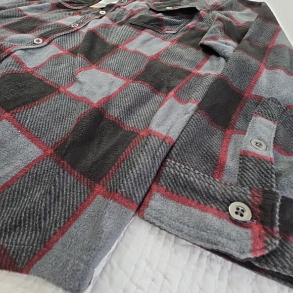 Freedom Foundry Soft Plaid Fleece Shirt Men's XXL Grey Plaid NEW Double Pockets - Picture 2 of 16